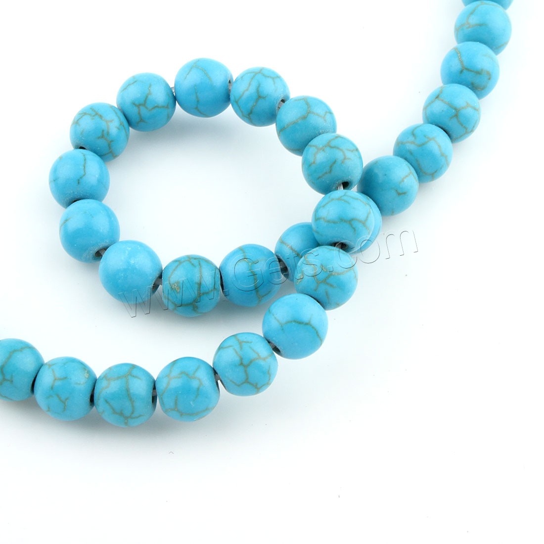 Perles en Turquoise synthétiques, Rond, normes différentes pour le choix, Trou:Environ 1mm, Longueur:Environ 15 pouce, Vendu par brin