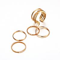 Zink-Legierung Ring Set, Zinklegierung, goldfarben plattiert, Mischringgröße & für Frau & mit Strass, Größe:5-7.5, 5PCs/Menge, verkauft von Menge