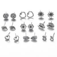 alliage de zinc Stud Set, Plaqué de couleur d'argent, pour femme & mélangé, 5-10mm Vendu par lot