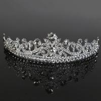 Zinc Alloy Tiaras, with Crystal, Crown, silver color plated, for bridal & faceted 