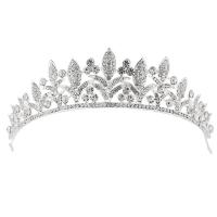 Zinklegierung Tiaras, Krone, silberfarben plattiert, für Braut & mit Strass, 155x40mm, verkauft von PC