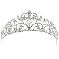 Zinklegierung Tiaras, mit Kristall, Krone, silberfarben plattiert, für Braut & facettierte, 137x45mm, verkauft von PC