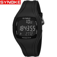 Montre à bijoux pour hommes Synoke®, Plastique, avec résine & acier inoxydable, mouvement japonais, Résistant à l’eau de vie & Podomètre 3D & multifonctionnel & réglable & LED & lumineux, plus de couleurs à choisir Environ 10 pouce, Vendu par PC