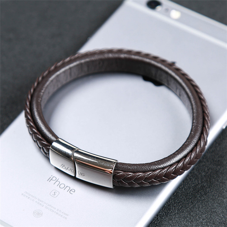 cuir PU bracelet, avec acier inoxydable, longueur différente pour le choix & styles différents pour le choix & pour le couple, Vendu par brin