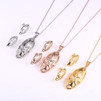 Fashion Stainless Steel Jewelry Sets, earring & necklace, plated, oval chain & for woman Approx 17.7 Inch 