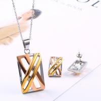 Fashion Stainless Steel Jewelry Sets, earring & necklace, with 5cm extender chain, plated, oval chain & for woman  Approx 17.7 Inch 