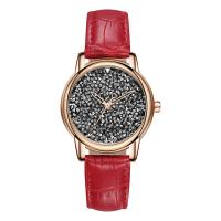 Reloj de Pulsera de mujeres, Cuero de PU, con rhinestone de acrílico & dial de aleación de cinc, chapado, ajustable & para mujer & impermeable, más colores para la opción, 34x10x36mm, longitud:aproximado 9 Inch, Vendido por UD