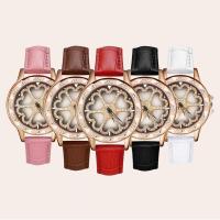 Reloj de Pulsera de mujeres, Cuero de PU, con dial de aleación de cinc, movimiento chino, chapado, ajustable & para mujer & impermeable & con diamantes de imitación, más colores para la opción, 36x12x39mm, longitud:aproximado 9 Inch, Vendido por UD