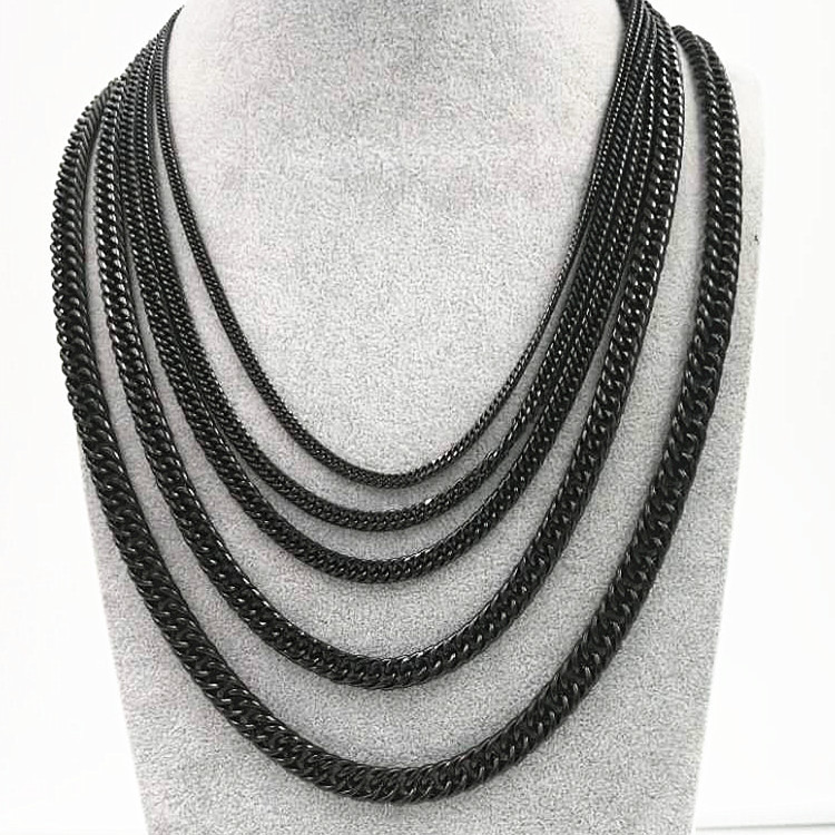 Titanium Steel Chain Necklace, black ionic, multilayer & different size for choice & rope chain & for man, Length:Approx 21.5 Inch, Sold By Strand