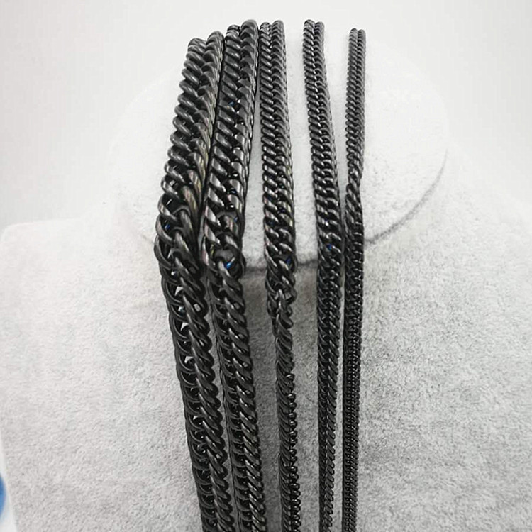 Titanium Steel Chain Necklace, black ionic, multilayer & different size for choice & rope chain & for man, Length:Approx 21.5 Inch, Sold By Strand