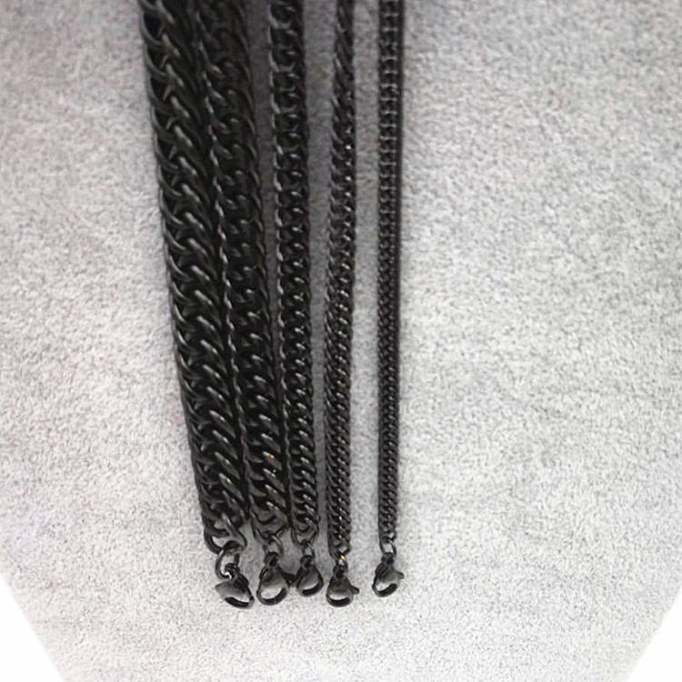 Titanium Steel Chain Necklace, black ionic, multilayer & different size for choice & rope chain & for man, Length:Approx 21.5 Inch, Sold By Strand