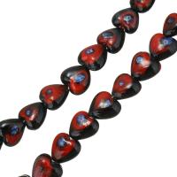 Perles murano faites à la main , chalumeau, coeur, pour femme, noir et rouge Environ 2mm Environ 15 , Environ Vendu par brin