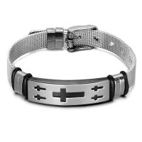 Acier titane bracelet, avec cordon en cuir, Placage, pour homme & autocollant époxyde Environ 8 pouce, Vendu par brin