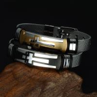 Acier titane bracelet, avec cordon en cuir, Placage, pour homme & autocollant époxyde, plus de couleurs à choisir Environ 8 pouce, Vendu par brin