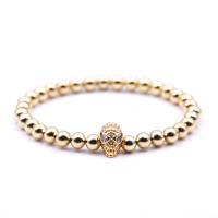 Cubic Zirconia Micro Pave Brass Bracelet, with Elastic Thread, plated, Unisex & adjustable & micro pave cubic zirconia 6mm Approx 7.5 Inch 