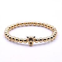 Cubic Zirconia Micro Pave Brass Bracelet, with Elastic Thread, Leopard, plated, Unisex & micro pave cubic zirconia 6mm Approx 7.5 Inch 