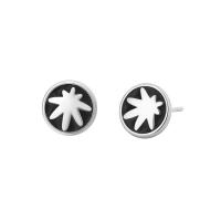 Brass Stud Earring, Round, real silver plated, for woman & enamel, nickel, lead & cadmium free, 8mm 