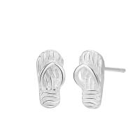 Brass Stud Earring, Slipper, real silver plated, for woman, nickel, lead & cadmium free, 8-16mm 