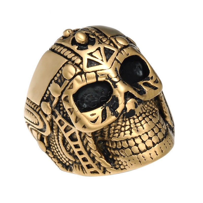 Partículas de acero anillo, Calavera, chapado, estilo punky & diverso tamaño para la opción & para hombre & ennegrezca, más colores para la opción, 27mm, 29mm, Vendido por UD