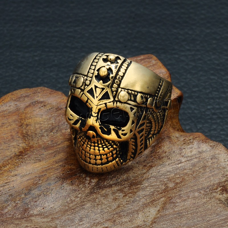 Partículas de acero anillo, Calavera, chapado, estilo punky & diverso tamaño para la opción & para hombre & ennegrezca, más colores para la opción, 27mm, 29mm, Vendido por UD