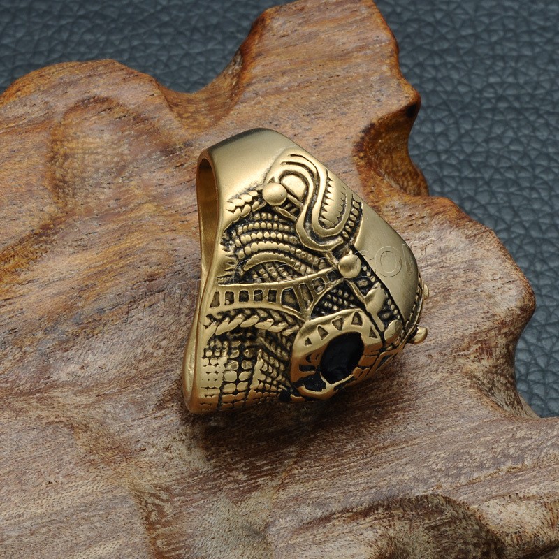 Partículas de acero anillo, Calavera, chapado, estilo punky & diverso tamaño para la opción & para hombre & ennegrezca, más colores para la opción, 27mm, 29mm, Vendido por UD