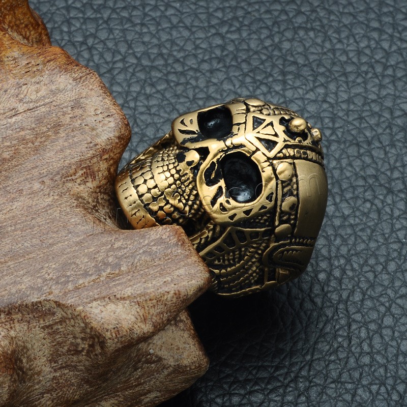 Partículas de acero anillo, Calavera, chapado, estilo punky & diverso tamaño para la opción & para hombre & ennegrezca, más colores para la opción, 27mm, 29mm, Vendido por UD