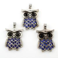 Zinc Alloy Animal Pendants, Owl, antique silver color plated, with rhinestone, lead & cadmium free Approx 