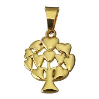 Stainless Steel Pendants, Tree, gold color plated Approx 