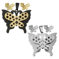 Fashion Stainless Steel Jewelry Sets, pendant & earring, Butterfly, plated, for woman Approx 