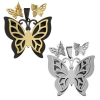 Fashion Stainless Steel Jewelry Sets, pendant & earring, Butterfly, plated, for woman Approx 