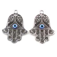 alliage de zinc Pendentif, avec résine, Mal Hamsa yeux, Plaqué de couleur d'argent, émail, sans plomb et cadmium Environ 5mm, Vendu par PC