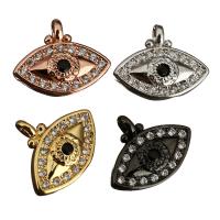 laiton Pendentif, Mauvais œil, Placage, pavé de micro zircon, plus de couleurs à choisir Environ 1mm, Vendu par PC