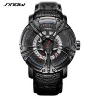 Montre à bijoux Sinobi®Men, cuir PU, avec verre & acier inoxydable & alliage de zinc, mouvement chinoise, Placage, Résistant à l’eau de vie & réglable & pour homme, plus de couleurs à choisir Environ 8 pouce, Vendu par PC