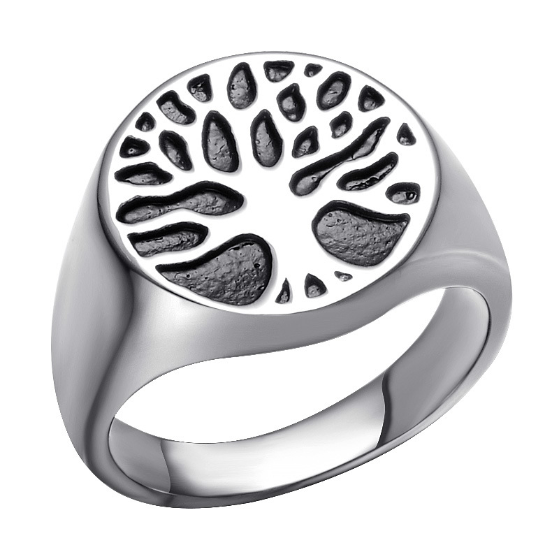 Acier titane bague, Arbre de vie, Placage, normes différentes pour le choix & pour homme & autocollant époxyde, plus de couleurs à choisir, 16mm, Vendu par PC