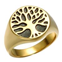 Acier titane bague, Arbre de vie, Placage, normes différentes pour le choix & pour homme & autocollant époxyde, plus de couleurs à choisir, 16mm, Vendu par PC