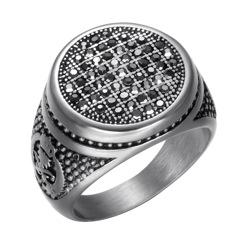 Acier titane bague, normes différentes pour le choix & pour homme & avec strass & noircir, 17mm, Vendu par PC