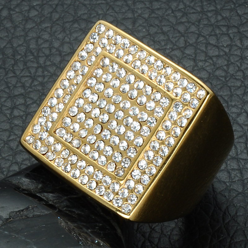 Acier titane bague, Placage de couleur d'or, normes différentes pour le choix & pour homme & avec strass, 22mm, Vendu par PC