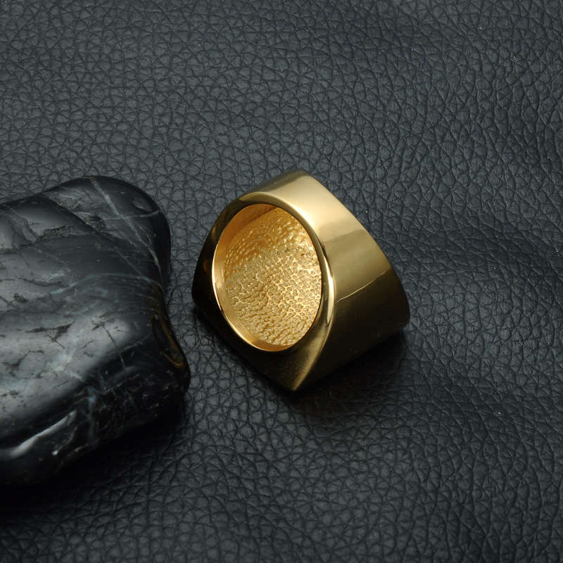 Titanium Steel Finger Ring, gold color plated, different size for choice & for man & with rhinestone, 22mm, Sold By PC