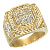 Acier titane bague, Placage de couleur d'or, normes différentes pour le choix & pour homme & avec strass, 17mm, Vendu par PC