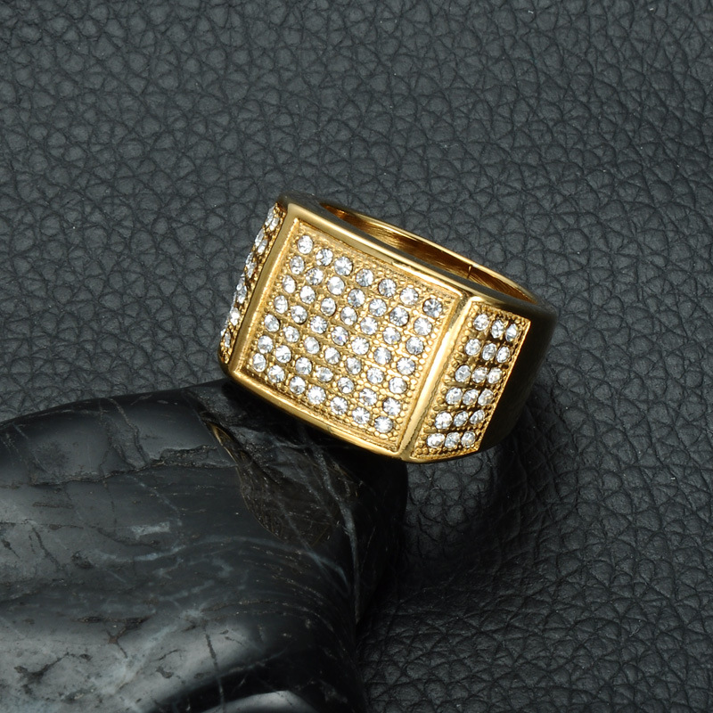 Acier titane bague, Placage de couleur d'or, normes différentes pour le choix & pour homme & avec strass, 15mm, Vendu par PC