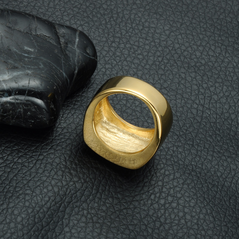 Titanium Steel Finger Ring, gold color plated, different size for choice & for man & with rhinestone, 15mm, Sold By PC