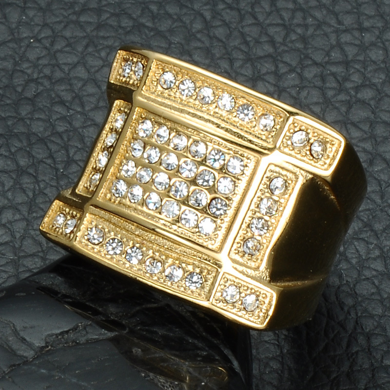 Acier titane bague, Placage de couleur d'or, normes différentes pour le choix & pour homme & avec strass, 18mm, Vendu par PC