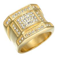 Acier titane bague, Placage de couleur d'or, normes différentes pour le choix & pour homme & avec strass, 18mm, Vendu par PC