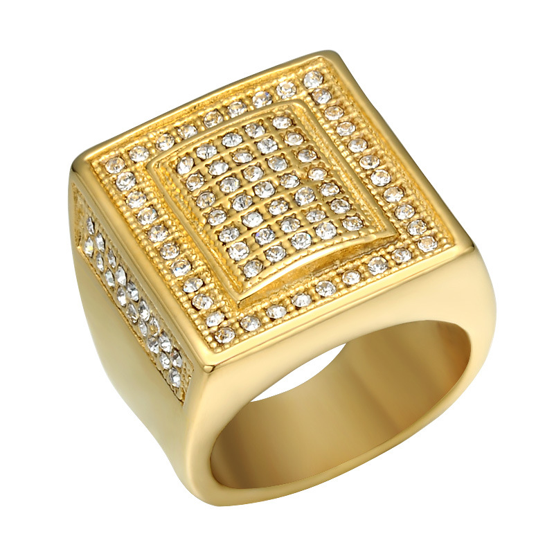 Acier titane bague, Placage de couleur d'or, normes différentes pour le choix & pour homme & avec strass, 22mm, Vendu par PC