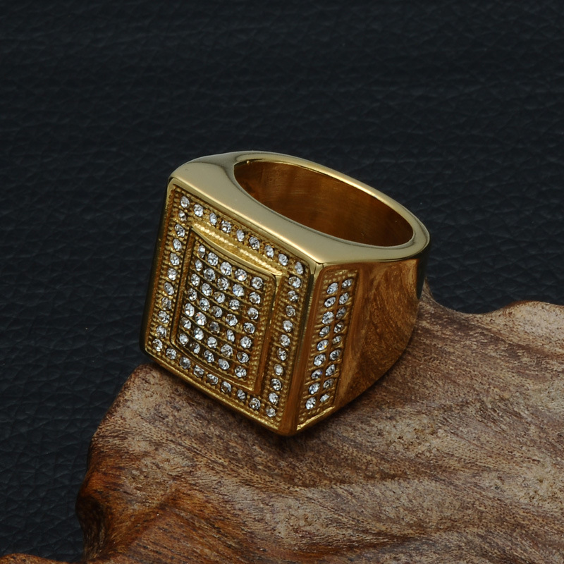 Acier titane bague, Placage de couleur d'or, normes différentes pour le choix & pour homme & avec strass, 22mm, Vendu par PC