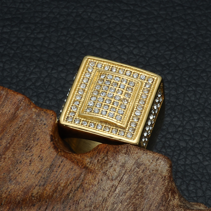 Acier titane bague, Placage de couleur d'or, normes différentes pour le choix & pour homme & avec strass, 22mm, Vendu par PC