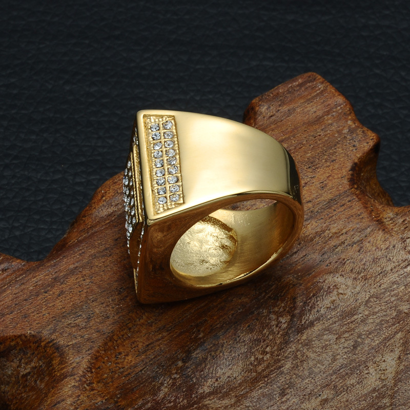 Acier titane bague, Placage de couleur d'or, normes différentes pour le choix & pour homme & avec strass, 22mm, Vendu par PC