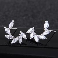 Brass Stud Earring, platinum plated, for woman & with cubic zirconia, nickel, lead & cadmium free 