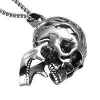 Titanium Steel Necklace, Skull, box chain & for man & blacken Approx 22 Inch 