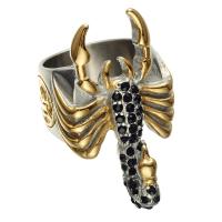 Acier titane bague, scorpion, Placage, normes différentes pour le choix & pour homme & avec strass, 36mm, Vendu par PC